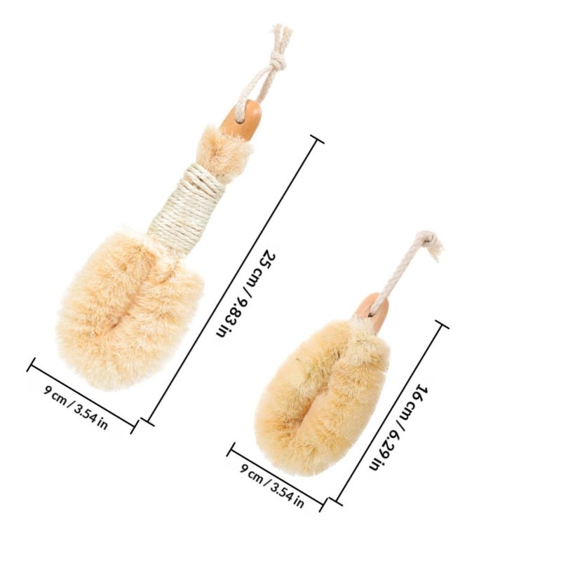 Garneck Natural Sisal Fiber Exfoliating Shower Brush Set Deep Skin Scrubbing Body Spa Care - Image 3