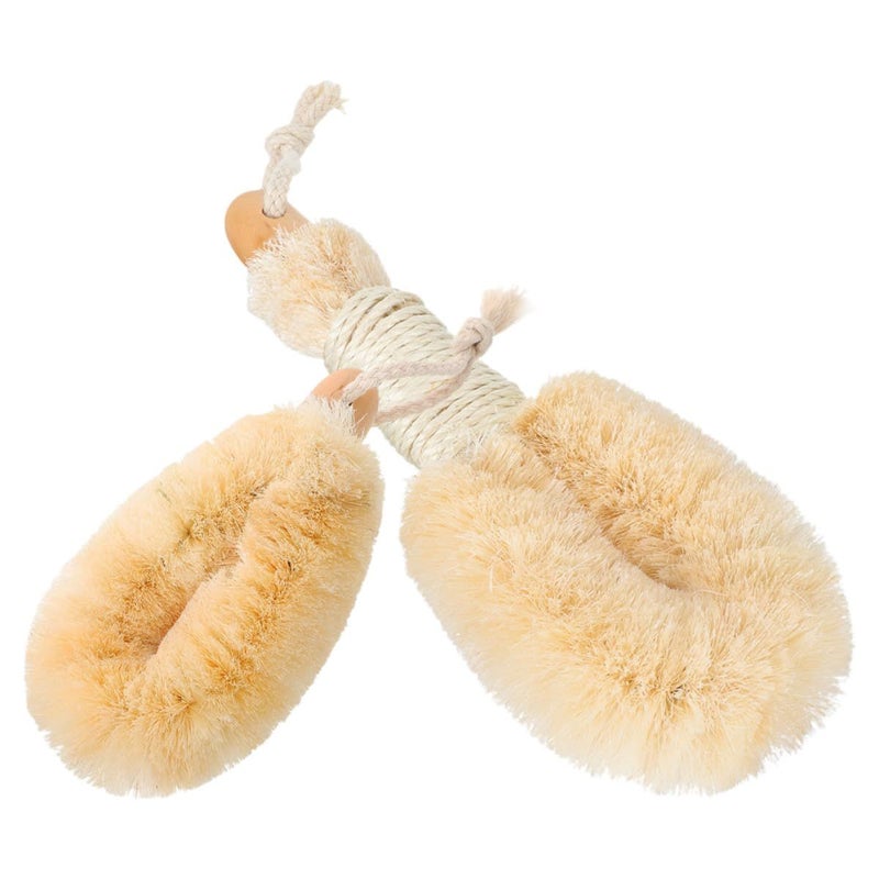 Garneck Natural Sisal Fiber Exfoliating Shower Brush Set Deep Skin Scrubbing Body Spa Care - Image 2