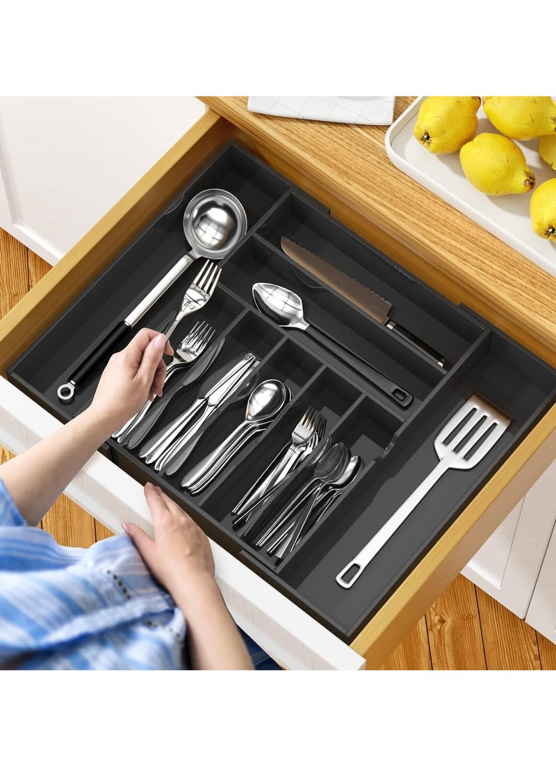 Rose Acrylic - Expandable Kitchen Drawer Organizer for Flatware and Utensils, Acrylic Adjustable Silverware Tray for Drawer, Office, Bathroom Supplies-9 Compartments  - Image 5