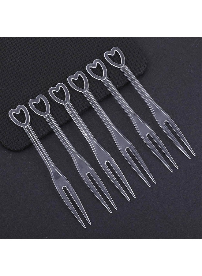 100PCS Disposable Plastic Fruit Forks, Mini Cake Forks Tasting Appetizer Cocktail Forks Picks Small Dessert Food Picks Sticks - Image 3