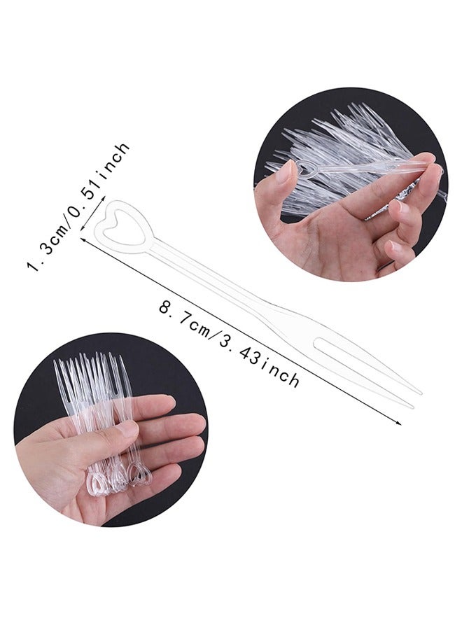 100PCS Disposable Plastic Fruit Forks, Mini Cake Forks Tasting Appetizer Cocktail Forks Picks Small Dessert Food Picks Sticks - Image 2