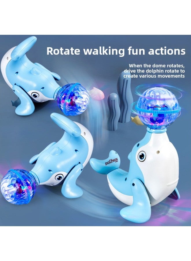 Children's Year Toy Shake Electric Universal Rotating Light Music Projection Dancing Top Ball Sea Lion Dolphin Toy-Color:9944C Electric Rotating Top Ball Dolphin "pink] - Image 4