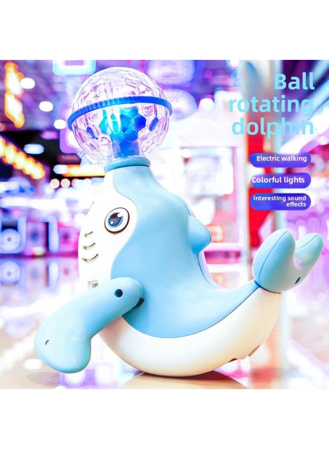 Children's Year Toy Shake Electric Universal Rotating Light Music Projection Dancing Top Ball Sea Lion Dolphin Toy-Color:9944C Electric Rotating Top Ball Dolphin "pink] - Image 2