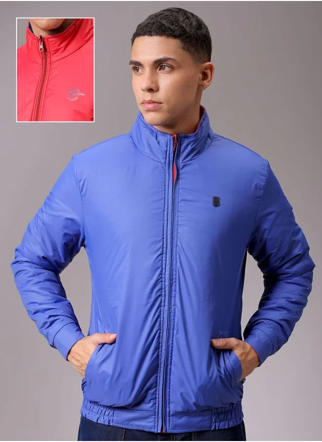 The Indian Garage Co Men Slim Fit Solid Reversible Puffer Jackets