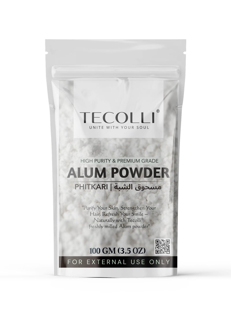 TECOLLI Pure Alum Powder | (Phitkari) Natural Skin Tightening, Anti-acne & Pore Reduction | For Skin Care | 100gm - Image 1