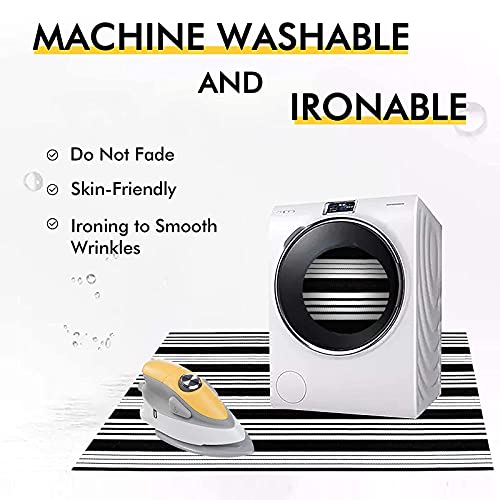 OJIA Black & White Outdoor Rug 3x5 Cotton Hand-Woven Christmas Striped Porch Rugs Machine Washable Entry Rug Indoor Outdoor Area Rug Front Door Rug Floor Mat for Farmhouse/Living Room/Home Entrance - Image 2