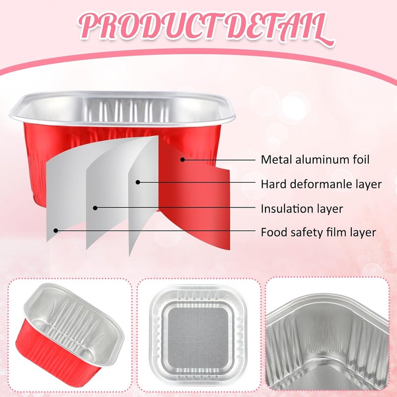 Skylety 100 Pcs 5 oz Mini Square Baking Pan with Lid Aluminum Foil Cupcake Pan Brownie Baking Cup Disposable Ramekins Individual Tin Dessert Containers for Kitchen, Food Grade Material (Mixed Color) - Image 3