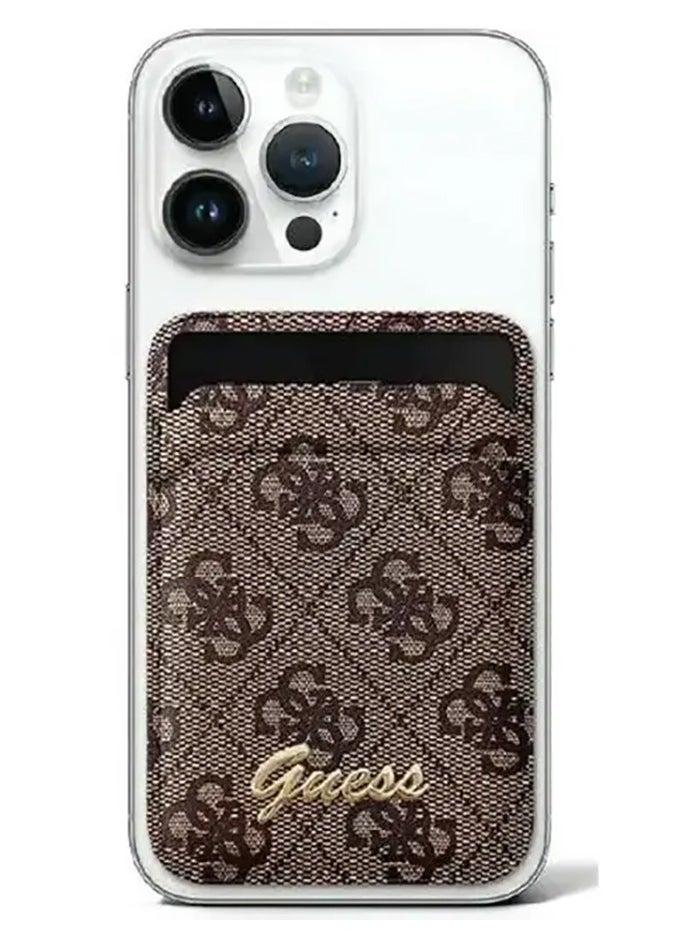 GUESS - MagSafe Wallet Cardslot with Stand and 4G Classic Design / Secure Card Holder / High-Quality Phone Accessory / High-quality materials / Clever storage - Brown - Image 1