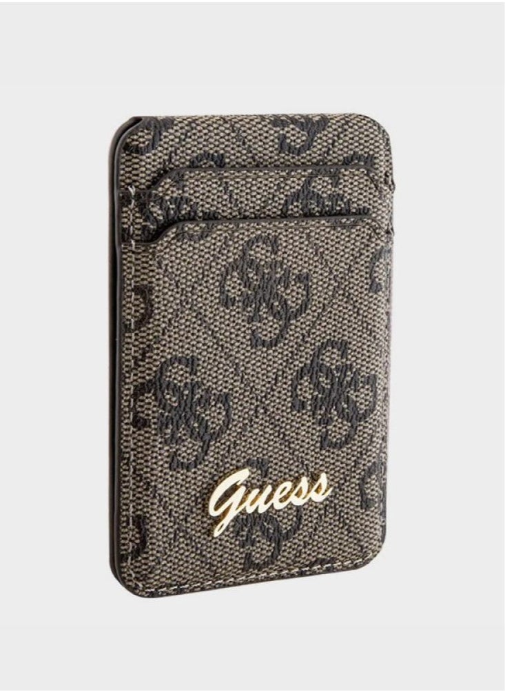 GUESS - MagSafe Wallet Cardslot with Stand and 4G Classic Design / Secure Card Holder / High-Quality Phone Accessory / High-quality materials / Clever storage - Brown - Image 1