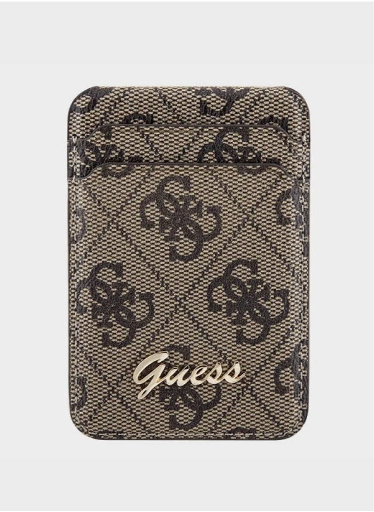 GUESS - MagSafe Wallet Cardslot with Stand and 4G Classic Design / Secure Card Holder / High-Quality Phone Accessory / High-quality materials / Clever storage - Brown - Image 1