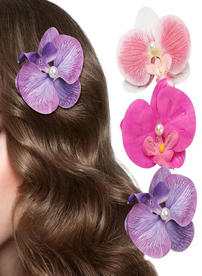 Shivashay 3 Pcs Flower Hair Clips for Women Stylish Elegant Butterfly Orchid Hair Pins Pearl Artificial Flower Claw Clip French Hair Barrette Cute Hair Accessories for Women Girls Kids - Image 1