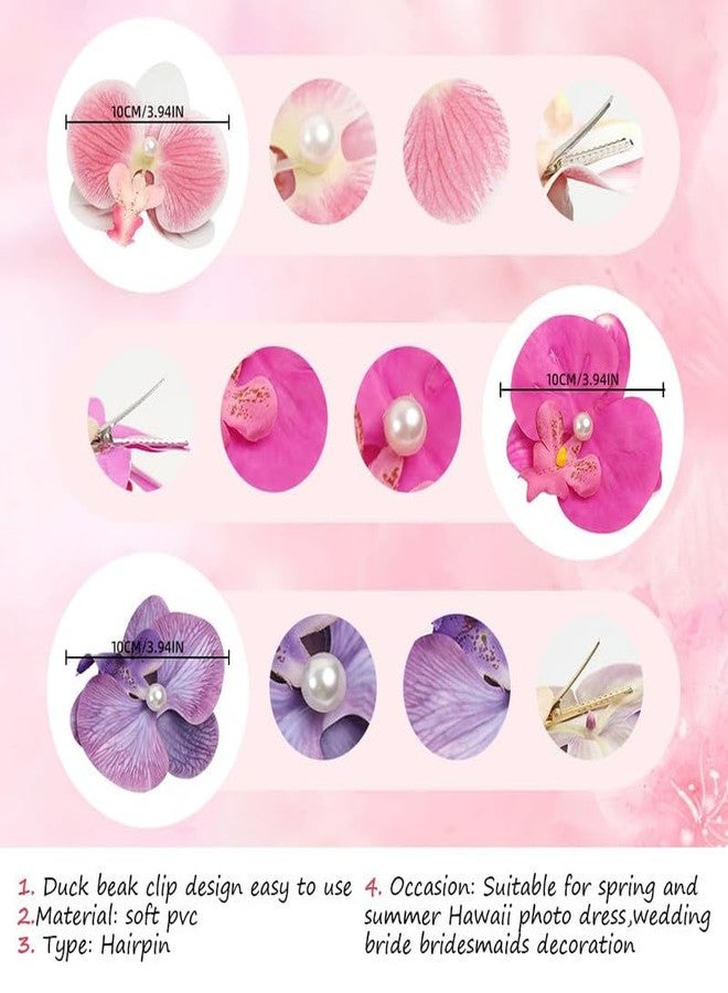 Shivashay 3 Pcs Flower Hair Clips for Women Stylish Elegant Butterfly Orchid Hair Pins Pearl Artificial Flower Claw Clip French Hair Barrette Cute Hair Accessories for Women Girls Kids - Image 2