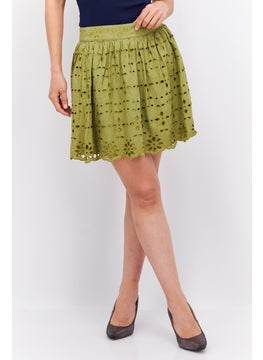 ESPRIT Women Textured Mini Skirt, Green  - Image 1