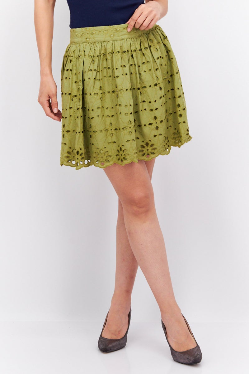 ESPRIT Women Textured Mini Skirt, Green - Image 1