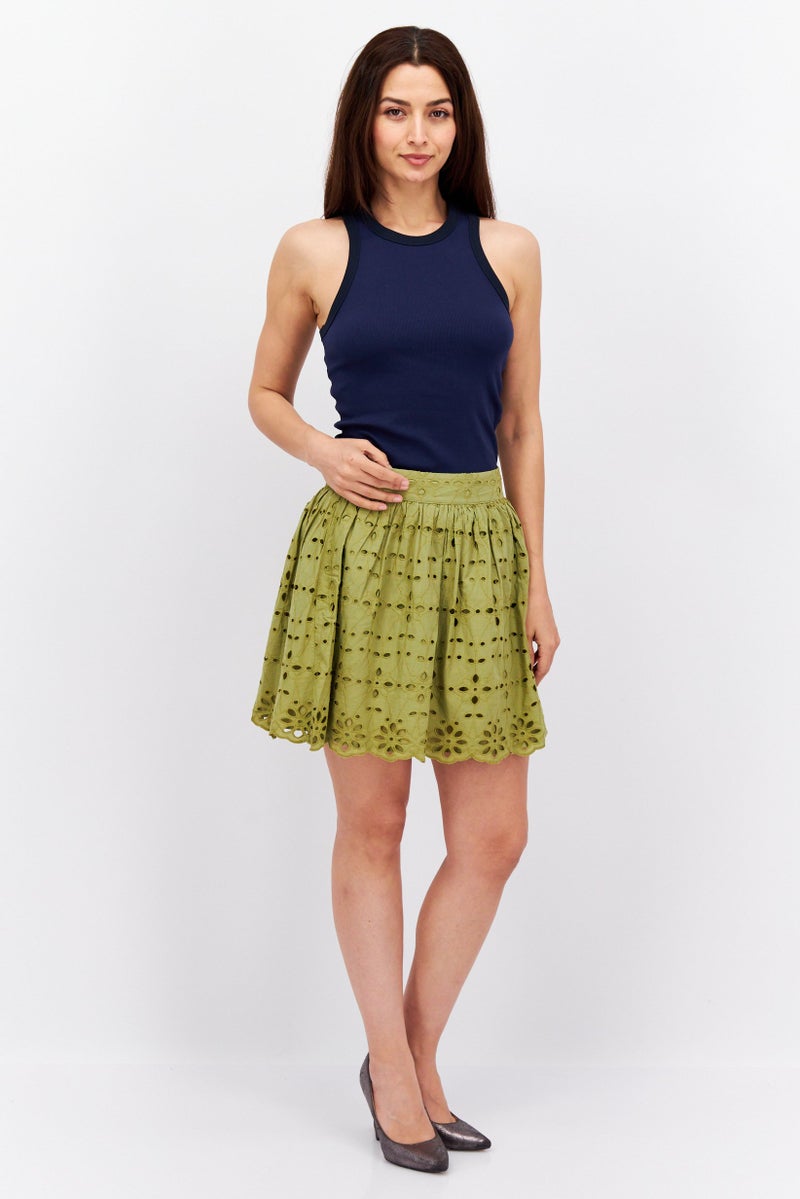 ESPRIT Women Textured Mini Skirt, Green - Image 3