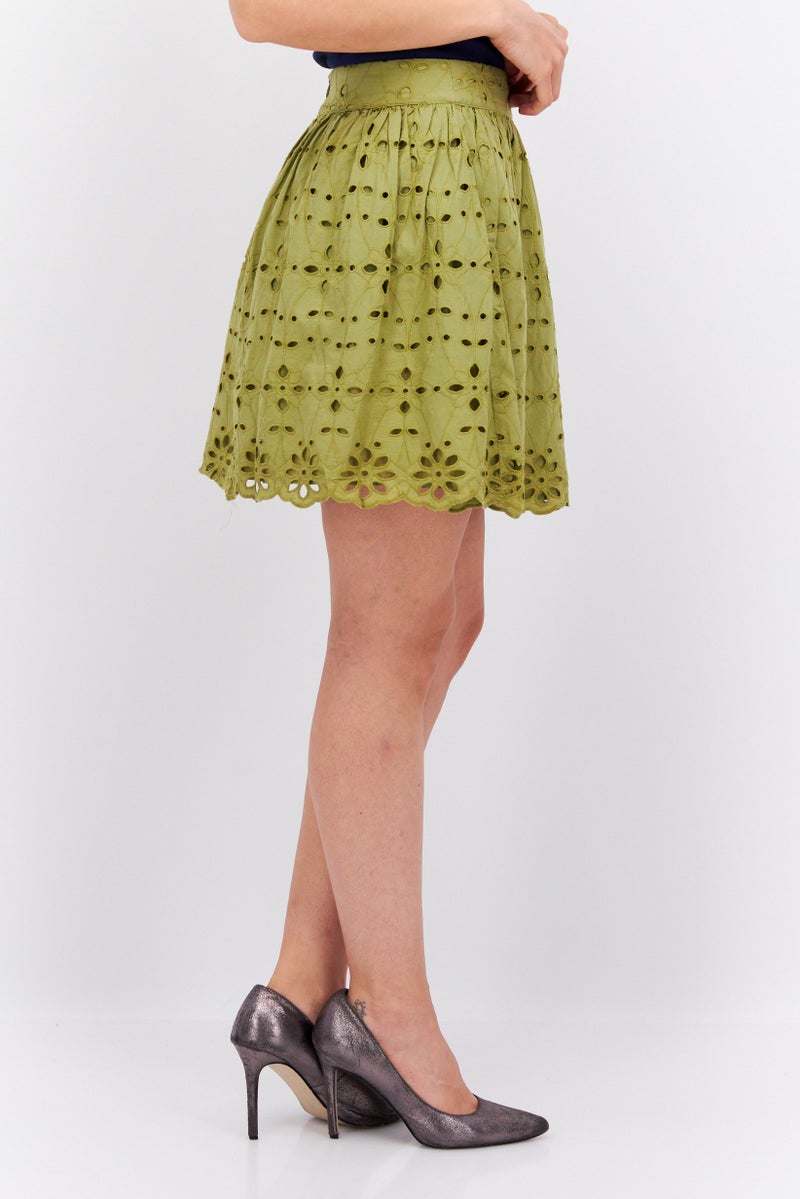 ESPRIT تنورة ميني منقوشة للنساء، خضراء - Image 4