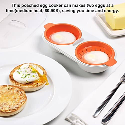 Leeonz Microwave Eggs Poacher Microwavable Double Layer Egg Boiler Cooker, Microwave Oven 2 Egg Poacher Eggs Covered Poached Cup Microwave Steamer Cooker Maker Kitchen Gadget Kitchen Tool (Blue) - Image 5