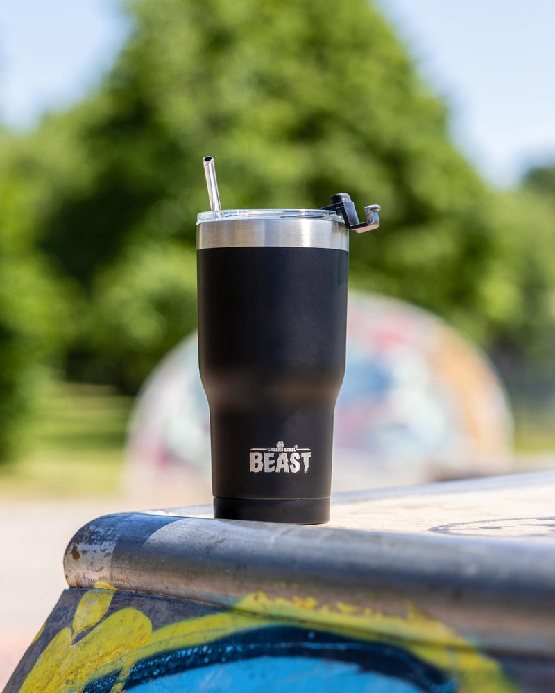Greens Steel Beast 20 oz Tumbler Stainless Steel Vacuum Insulated Coffee Ice Cup Double Wall Travel Flask (Matte Black)  - Image 4