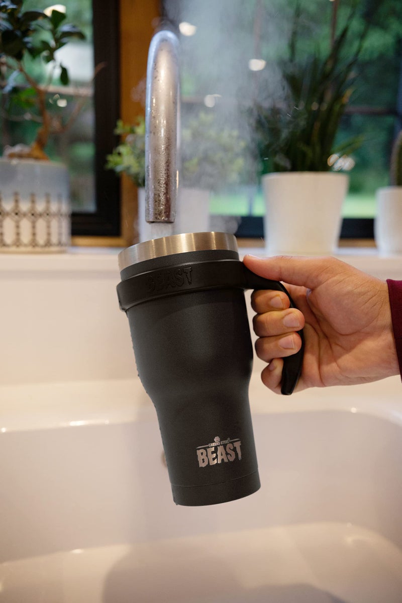 Greens Steel Beast 20 oz Tumbler Stainless Steel Vacuum Insulated Coffee Ice Cup Double Wall Travel Flask (Matte Black)  - Image 5