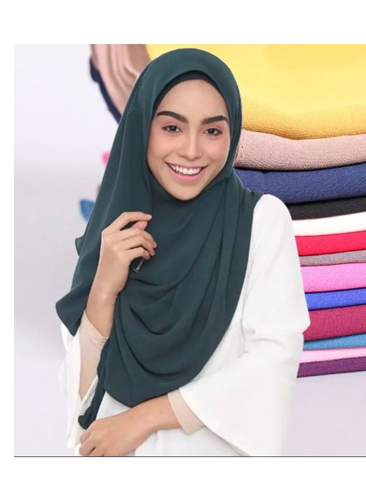 BHNS Fixed veil in dark green and multiple plain colors VIP- Chiffon veil suitable for-Abaya-Clothing-Hijab Lightweight luxury abaya Islamic women's scarf medium shawl with high quality  - Image 5