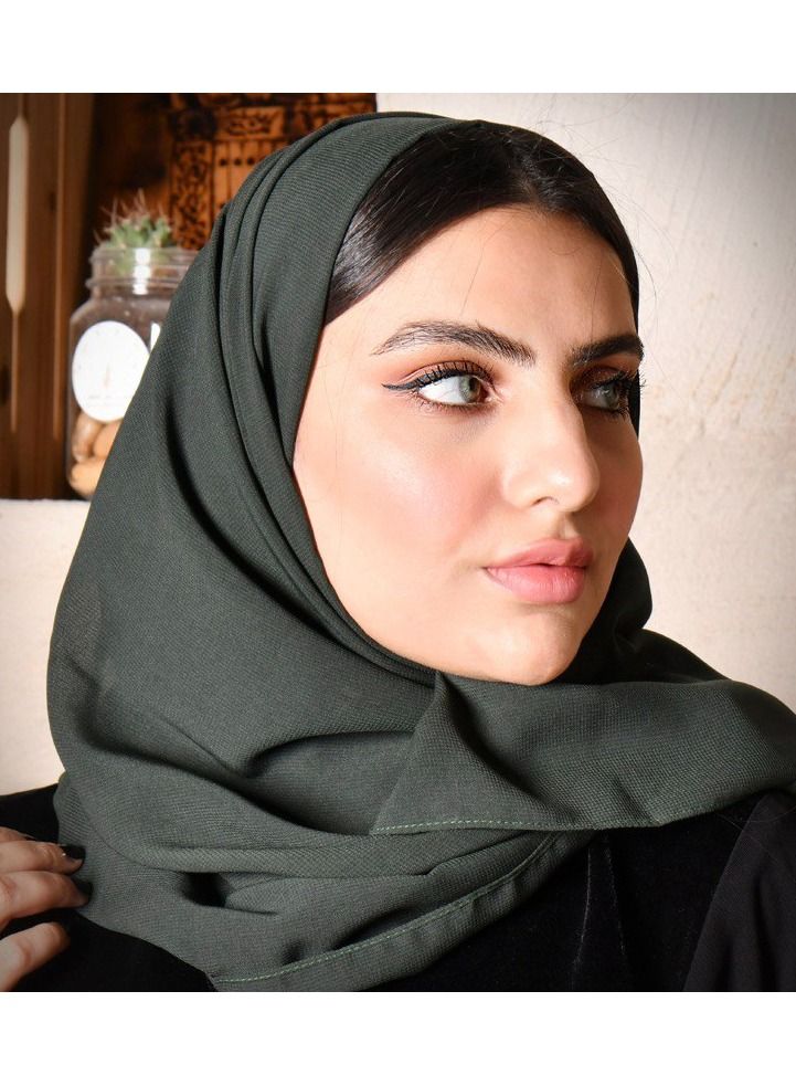BHNS Fixed veil in dark green and multiple plain colors VIP- Chiffon veil suitable for-Abaya-Clothing-Hijab Lightweight luxury abaya Islamic women's scarf medium shawl with high quality  - Image 1