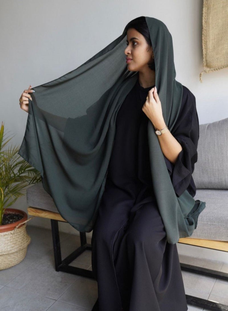 BHNS Fixed veil in dark green and multiple plain colors VIP- Chiffon veil suitable for-Abaya-Clothing-Hijab Lightweight luxury abaya Islamic women's scarf medium shawl with high quality  - Image 3