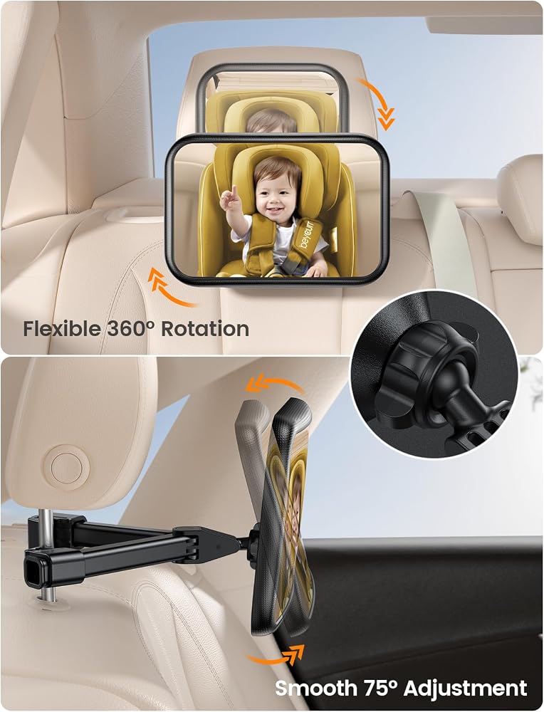 Lamicall Baby Car Mirror for Backseat - [Safest Triangle Hook Clip] - Image 4