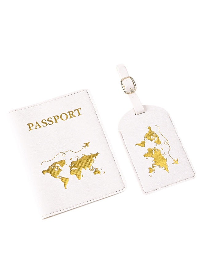 PU Leather Passport Holder with Foil-Stamped Design and Luggage Tag Set - Image 1