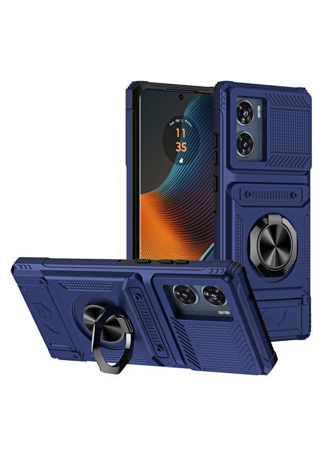 erorex Case For Motorola Edge 50 Fusion TPU+PC Shockproof Card Slot Phone Case with Metal Ring Holder - Image 1