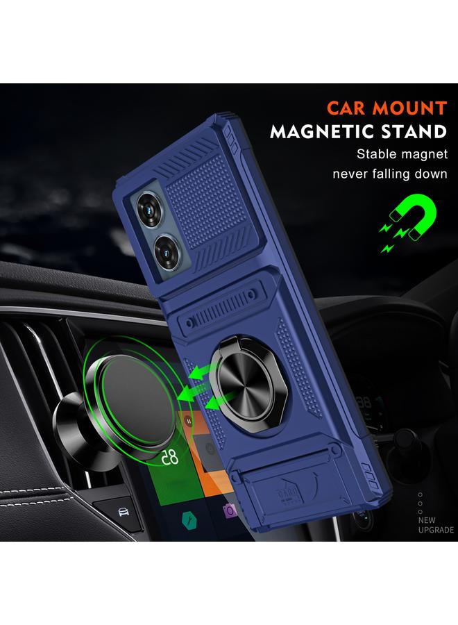 erorex Case For Motorola Edge 50 Fusion TPU+PC Shockproof Card Slot Phone Case with Metal Ring Holder - Image 2