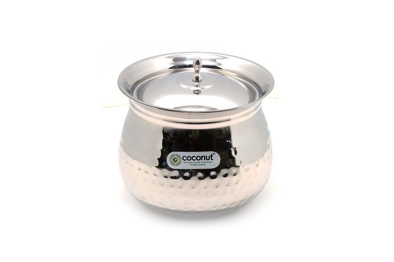 Coconut Stainless Steel - Cookware/Gaze Hammered Handi with Lid-1 Unit - Capacity - 2500 ML - Image 1
