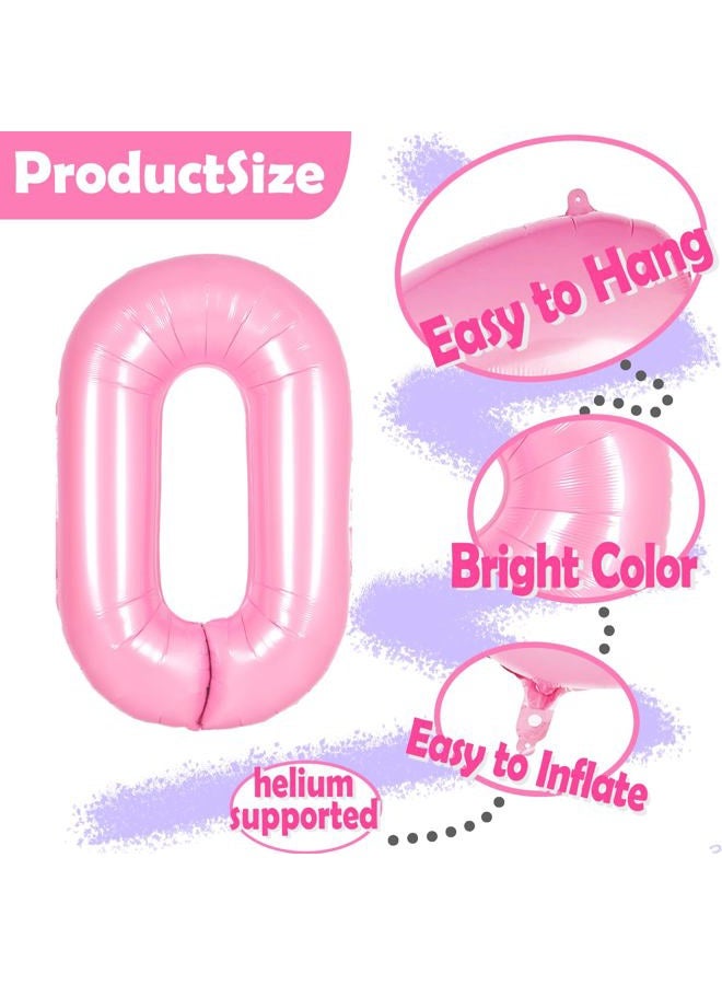 Florisland Pink 7 Balloon Number Pink Birthday Decorations for Girls, Bow Balloon Foil Mylar Large 40” 7 Birthday Balloon for Girls Bow Butterfly Coquette 7th Birthday Party Decorations(Number 7 balloons) - Image 3