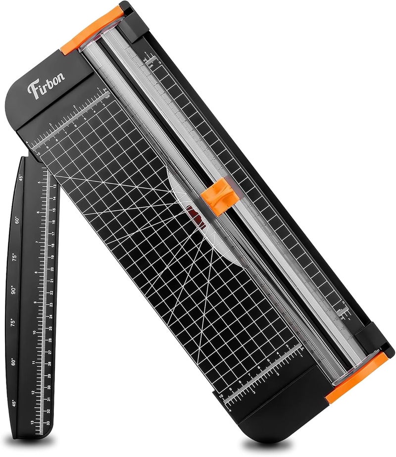 Firbon A4 Paper Cutter 12 Inch Titanium Paper Trimmer with Automatic Safety Guard and Side Ruler for Craft Paper, Coupons, Labels and Cardstock (Black) - Image 1