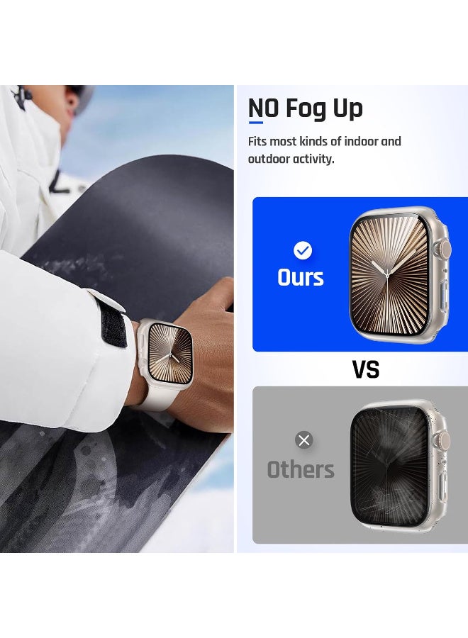 Waterproof Case for Apple Watch Series 10 Screen Protector 46mm, Tempered Glass Hard PC Bumper Face Cover Compatible with iWatch Accessories 46 mm Clear - Image 5