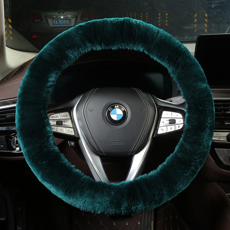 Generic Winter Short Wool Steering Wheel Cover Cloth Gray  - Image 2