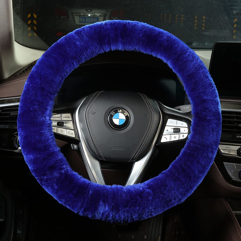 Generic Winter Short Wool Steering Wheel Cover Cloth Gray  - Image 3