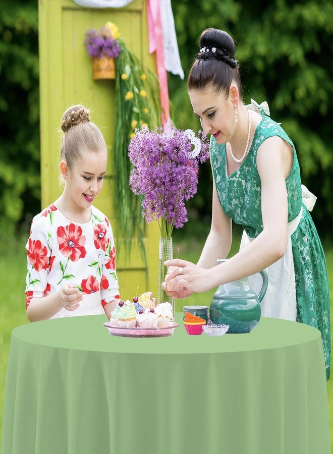EUVBOKW 12 Pack Sage Green Round Tablecloth 4 Green Colors Plastic Table Cloth Disposable Table Cover for Dining Wedding Birthday Baby Shower Party Decorations，84 Inch - Image 5