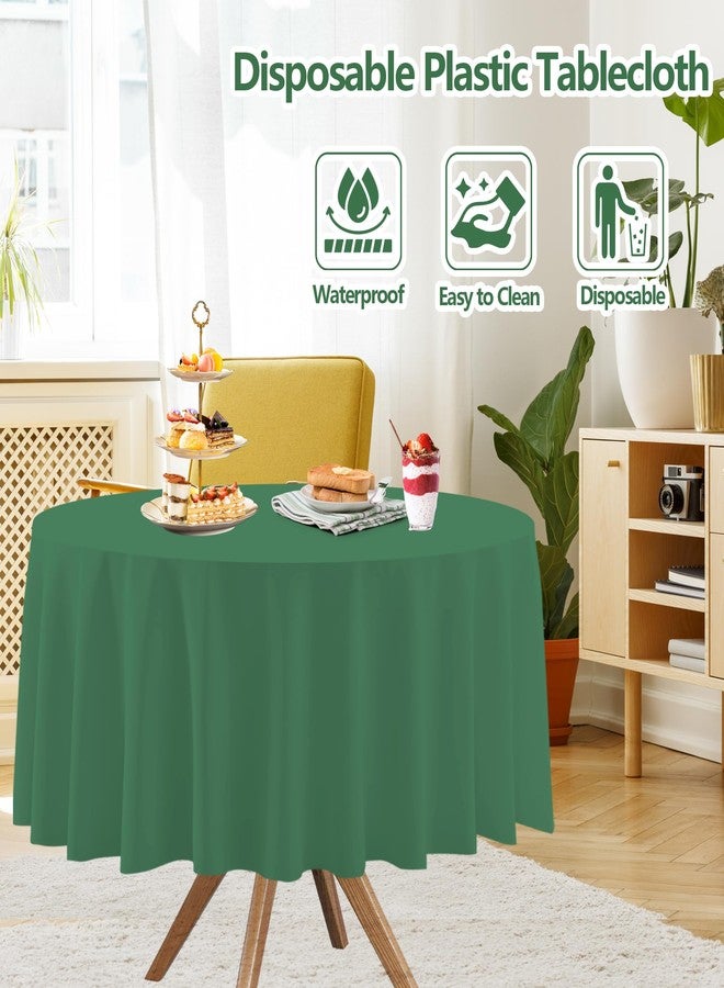 EUVBOKW 12 Pack Sage Green Round Tablecloth 4 Green Colors Plastic Table Cloth Disposable Table Cover for Dining Wedding Birthday Baby Shower Party Decorations，84 Inch - Image 3