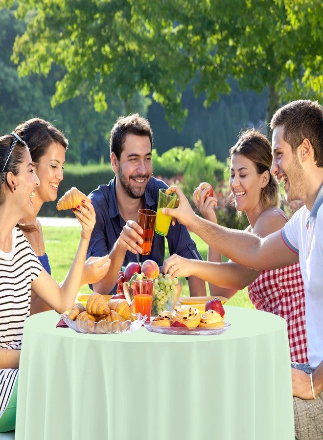 EUVBOKW 12 Pack Sage Green Round Tablecloth 4 Green Colors Plastic Table Cloth Disposable Table Cover for Dining Wedding Birthday Baby Shower Party Decorations，84 Inch - Image 4