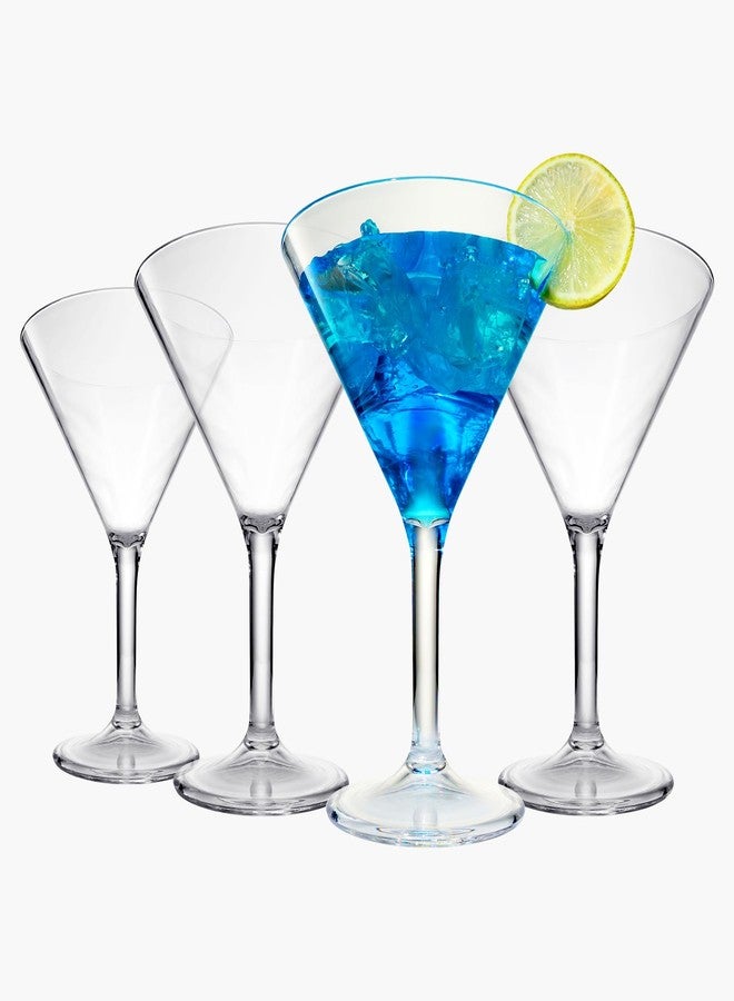 Khen European Style Plastic Crystal, Unbreakable Martini Glasses |Set of 4| Shatterproof Acrylic 100% Tritan, BPA-free Cocktail, Reusable, Floating Pool Outdoor & Indoor, Dishwasher Safe 10oz - Image 2