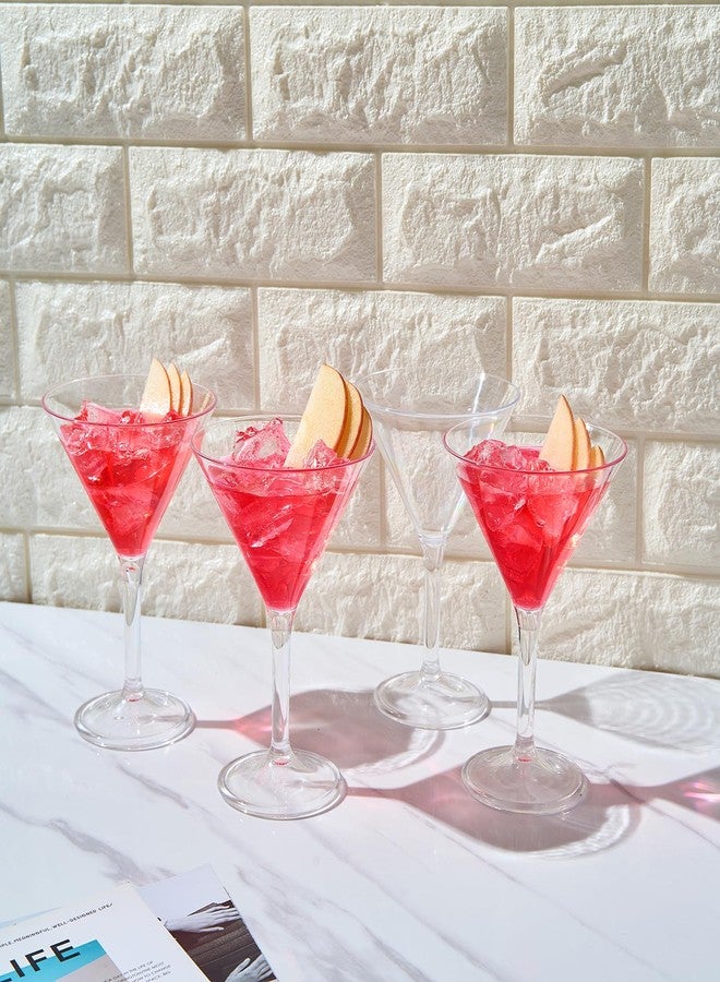 Khen European Style Plastic Crystal, Unbreakable Martini Glasses |Set of 4| Shatterproof Acrylic 100% Tritan, BPA-free Cocktail, Reusable, Floating Pool Outdoor & Indoor, Dishwasher Safe 10oz - Image 5
