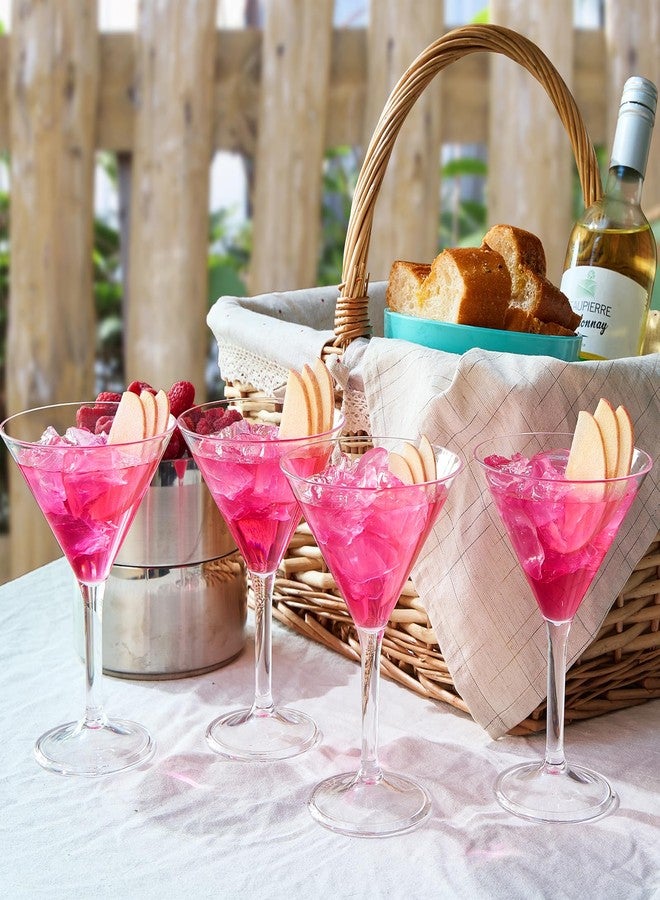 Khen European Style Plastic Crystal, Unbreakable Martini Glasses |Set of 4| Shatterproof Acrylic 100% Tritan, BPA-free Cocktail, Reusable, Floating Pool Outdoor & Indoor, Dishwasher Safe 10oz - Image 3