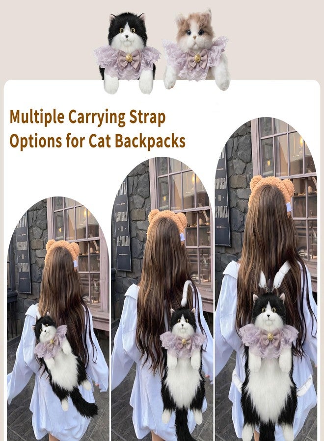 Realistic Cat Shaped Backpack, Stuffed Animal Plush Bag, Handcrafted Black Cat Plush Backpack with Adjustable Crossbody & Shoulder Straps, Cute Small Backpack for Women Girls Gift (Black) - Image 5