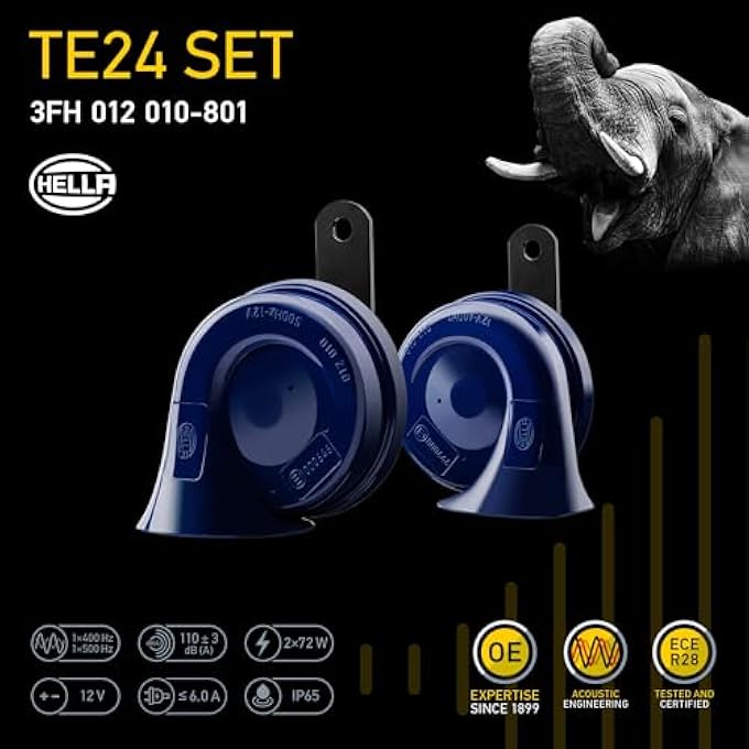 HELLA 012010801 Blue Trumpet Horn Kit 12 V 400500 Hz Universal Fit - Image 3