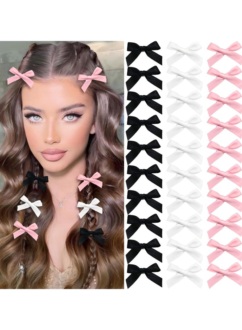 30-Piece Mini Bow Hair Clips, Handmade Ribbon Bow Bangs Clip Fashion Hair Accessories - Image 1