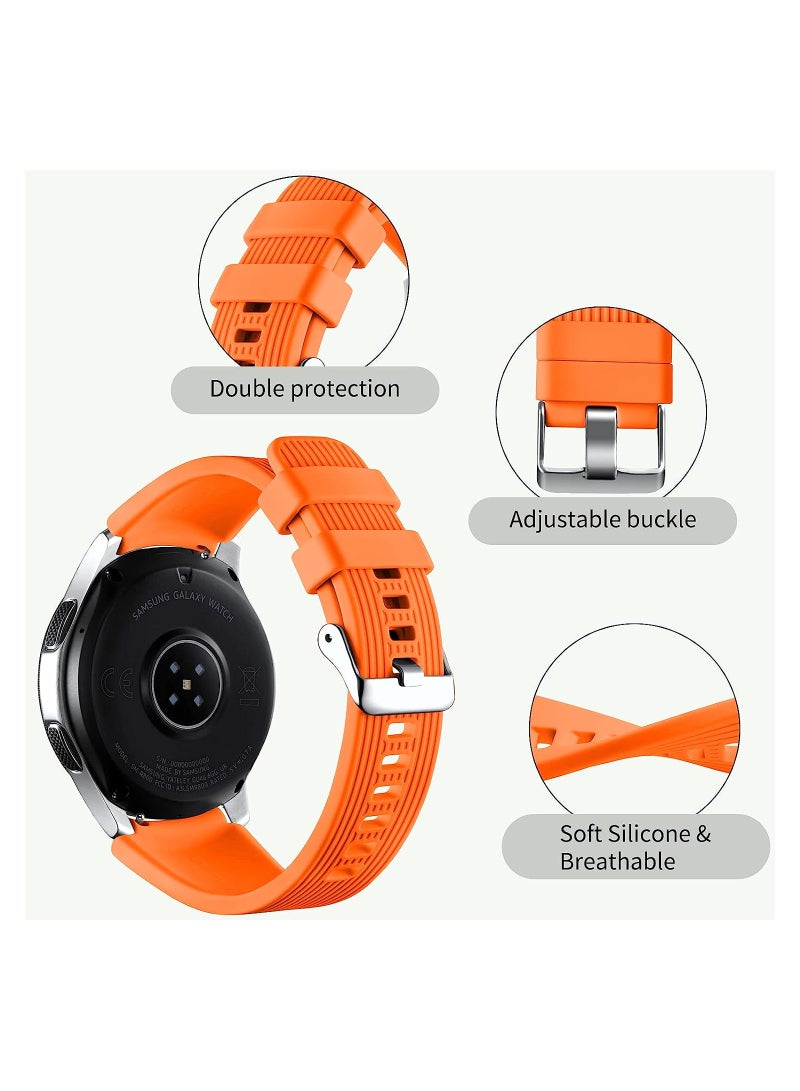 KASTWAVE Silicone Watch Strap for Samsung Galaxy Watch/Gear S3/Watch With a Lug Width of 22mm, Soft Silicone Sport Wristband Replacement Straps, Vertical Grain Strap, for Men Women (Orange) - Image 4
