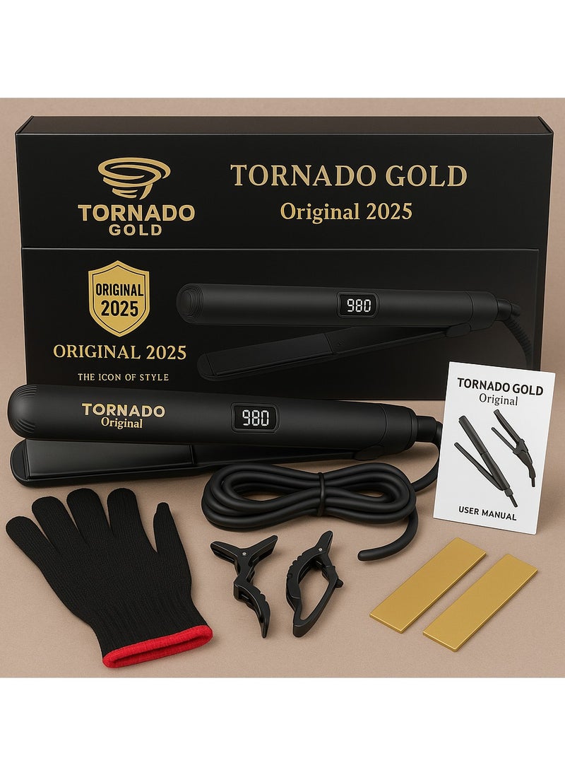 tornado gold Original Tornado Gold Digital Hair Straightener 2025 - Made in Korea, Fast Heating up to 980°C, with Glove and Complete Accessories 