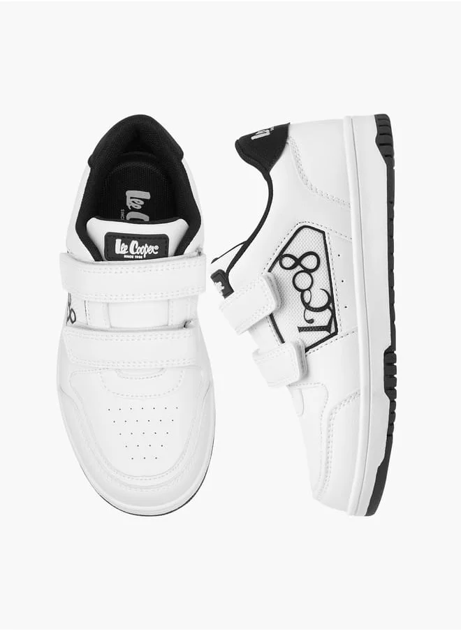 لي كوبر Boy's Logo Applique Sneakers with Hook and Loop Closure