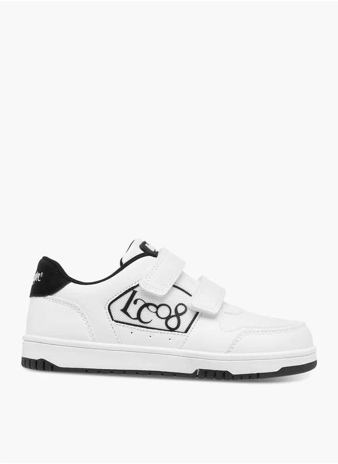 لي كوبر Boy's Logo Applique Sneakers with Hook and Loop Closure