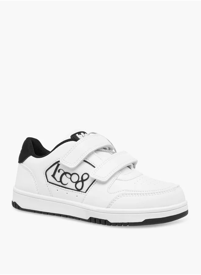 لي كوبر Boy's Logo Applique Sneakers with Hook and Loop Closure